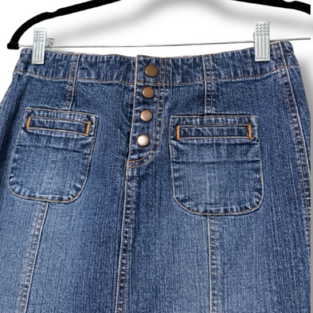 GAP JEANS junior women’s size 1 denim long skirt 4 button front with pockets - Picture 2 of 11